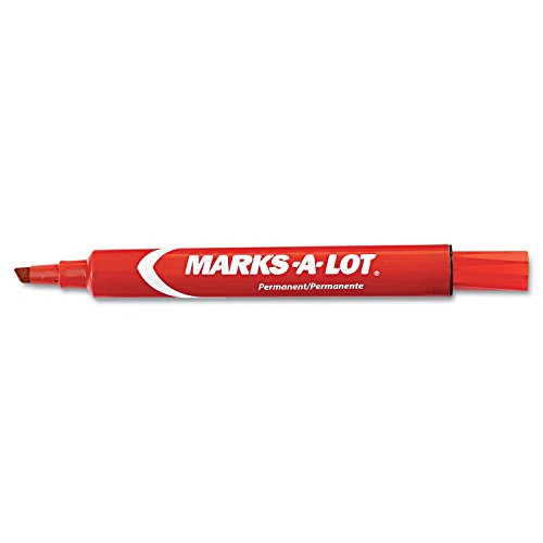 Avery 08887 Marks-A-Lot Large Chisel Tip Permanent Marker Red 12 EachDZ