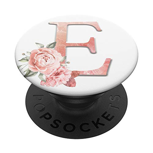 Personalized Monogram Initial Letter E Floral Gift PopSockets PopGrip Swappable Grip for Phones  and  Tablets