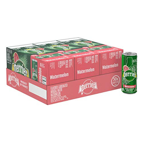Perrier Watermelon Flavored Carbonated Mineral Water, 8.45 fl oz. Slim Cans (30 Count)