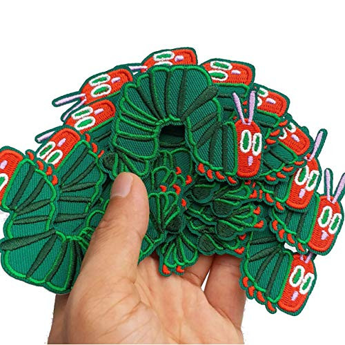 2.7x2inch 12pcs Very Hungry Caterpillar Iron On Embroidered Patches Appliques Machine Embroidery Needlecraft Sewing Boys Girls Kids Projects