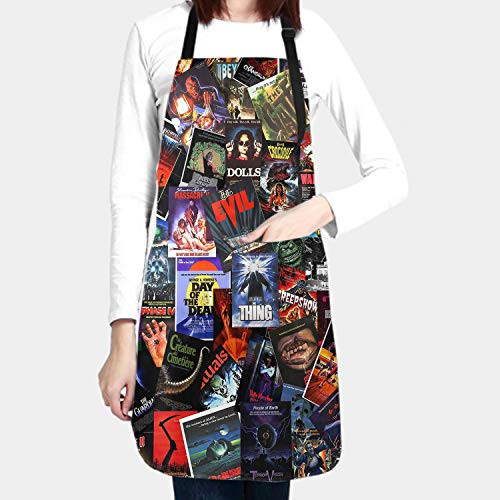 Horror Movie Apron for Men Women Adjustable Kitchen Cooking Apron Horror Grilling Bib Apron with 2 Pockets Baking Accessories Gifts Horror Movie Apron for Men Women Adjustable Kitchen Cooking Apron Horror Grilling Bib Apron with 2 Pockets Baking Accessories Gifts