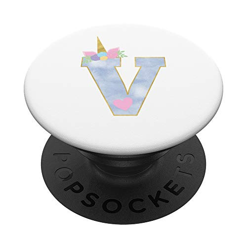 MARBLE UNICORN phoneS GRIP MONOGRAM LETTER V INITIAL V PopSockets Grip and Stand for Phones and Tablets