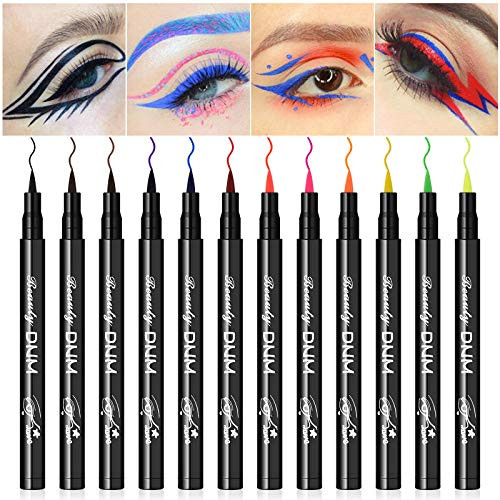 Ownest 12 Colors Liquid Eyeliner SetMatte Liquid Eyeliner Colorful Eye Liner Pen Neon Eyeliner MakeupWaterproof Smudge-Proof Smooth Eyeliner Pen