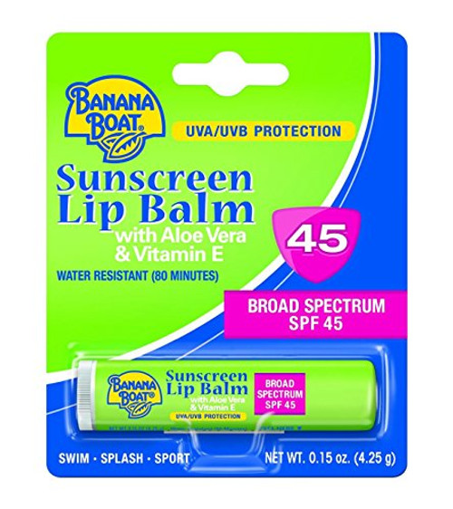 Banana Boat Sunscreen Aloe Vera with Vitamin E Broad Spectrum Sun Care Sunscreen Lip Balm - SPF 45 0.15 Ounce Banana Boat Sunscreen Aloe Vera with Vitamin E Broad Spectrum Sun Care Sunscreen Lip Balm - SPF 45 0.15 Ounce