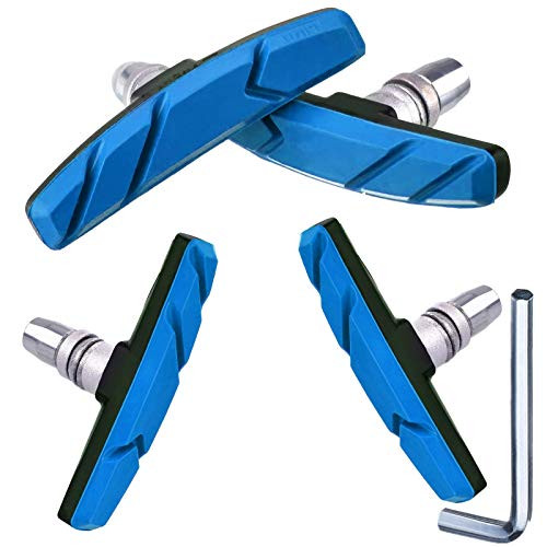 MIZOMOR 2 Pairs Bicycle Brake Pads V Mountain Bike Brake Pads with Hex Nuts and Spacers Road Bicycle Brake Pads Replacement No Noise No Skid Bicycle Brake Blocks Set 70mm Blue MIZOMOR 2 Pairs Bicycle Brake Pads V Mountain Bike Brake Pads with Hex Nuts and Spacers Road Bicycle Brake Pads Replacement No Noise No Skid Bicycle Brake Blocks Set 70mm Blue