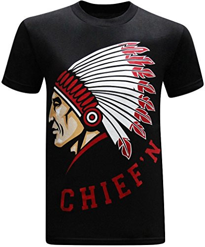 tees geek Chiefn Mens Funny T-Shirt - Medium Black
