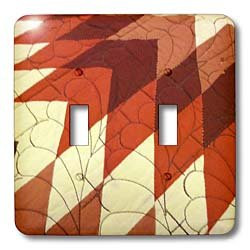 3dRose lsp_50929_2 Red N Ivory Country Quilting Double Toggle Switch