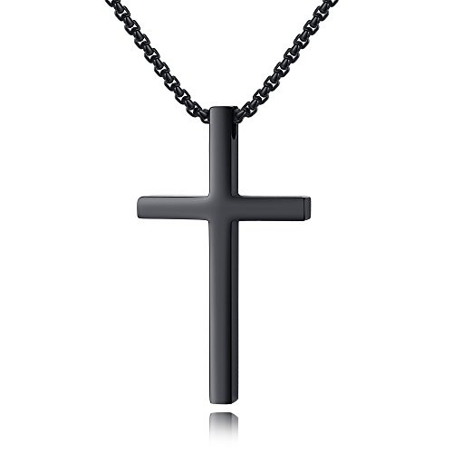 Reve Simple Stainless Steel Cross Pendant Chain Necklace for Men Women 20-22 Inches Link Chain Black1.71.02 Pendant plus 22 Rolo Chain Reve Simple Stainless Steel Cross Pendant Chain Necklace for Men Women 20-22 Inches Link Chain Black1.71.02 Pendant plus 22 Rolo Chain
