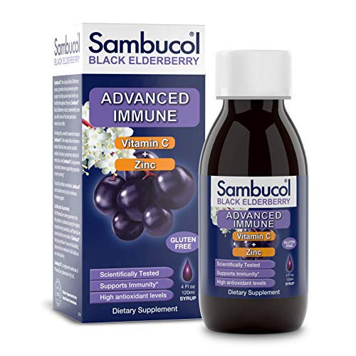 Sambucol Advanced immune black elderberry syrup with vitamin c and zinc 4 Ounce