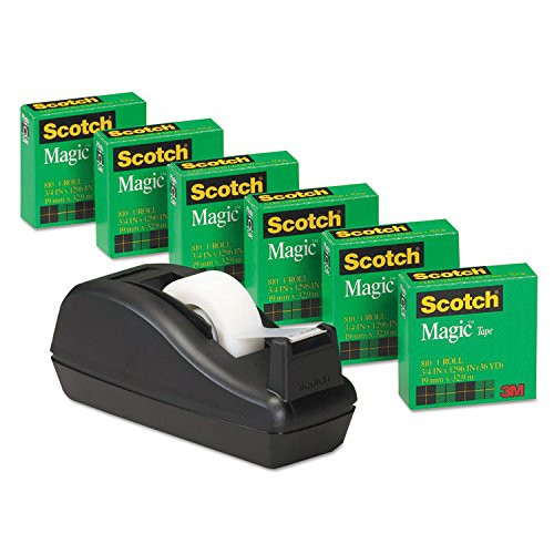 Scotch 810C40BK Magic Tape Value Pack wC40 Dispenser 34-Inch x 1000-Inch 1-Inch Core Clear 6Pack