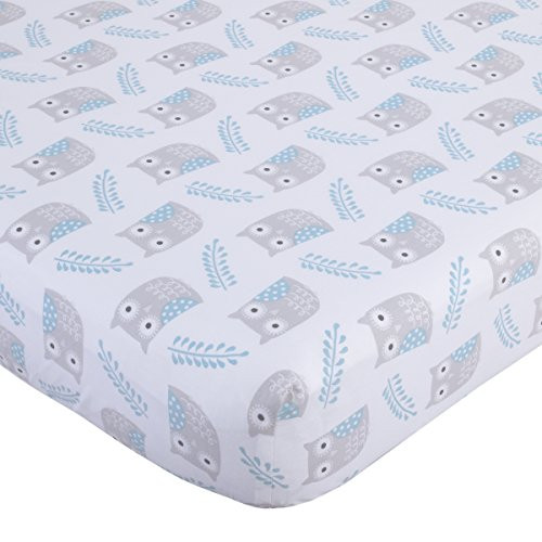 NoJo 100% Cotton Fitted Crib Sheet, Aqua Owl, Grey/Blue/White NoJo 100% Cotton Fitted Crib Sheet, Aqua Owl, Grey/Blue/White
