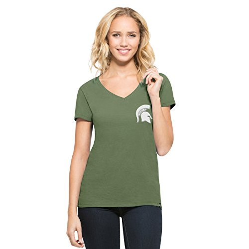 47 NCAA Michigan State Spartans Womens Clutch MVP V-Neck Tee Bottle Green Medium