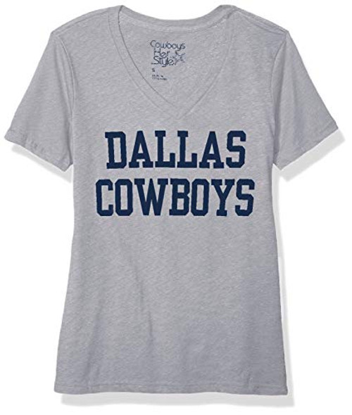 NFL Dallas Cowboys Womens Coaches Too V-Neck Tee Athletic Gray X-Large