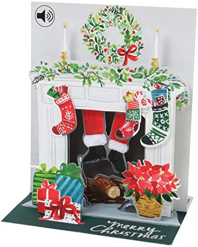 Up With Paper Pop-Up Sight N Sound Greeting Card - Holiday Mantel
