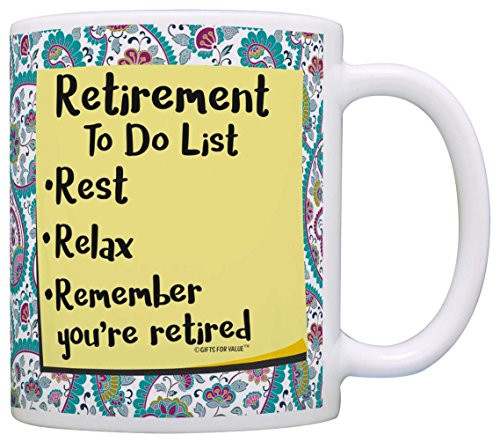 Retirement Gifts for Women Retirement To Do List Gift Coffee Mug Tea Cup Paisley Retirement Gifts for Women Retirement To Do List Gift Coffee Mug Tea Cup Paisley