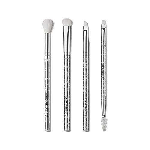 e.l.f Snowflake 4-Piece Eye Brush Set Makeup Brushes Include Fluffy Eye Blender Eyeshadow C Small Angled and Eyebrow Duo