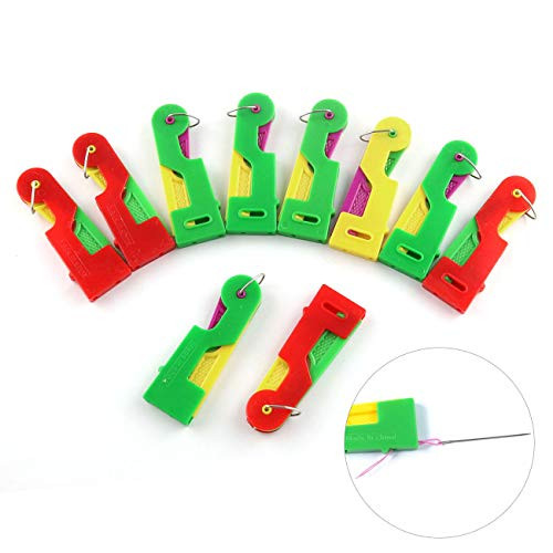 E-outstanding Automatic Threading Device 10PCS Colourfull Automatic Sewing Needle Threader Thread Device for Hand Stitching and Sewing Machine Needle