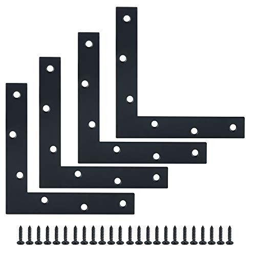 Alise Stainless SteelinchLinch Brackets Flat Shape Repair Mending Plate Joining Support Brace 150mm x 150mm4 Pcs Matte Black