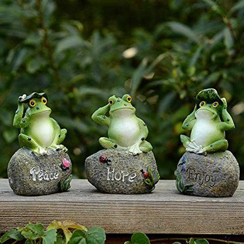 Pannow 3 Pcs Frog Garden Statues Green Frogs Sitting on Stone Sculptures Collectible Frog Figurine Statue Model for Indoor Outdoor Garden Decoration Pannow 3 Pcs Frog Garden Statues Green Frogs Sitting on Stone Sculptures Collectible Frog Figurine Statue Model for Indoor Outdoor Garden Decoration
