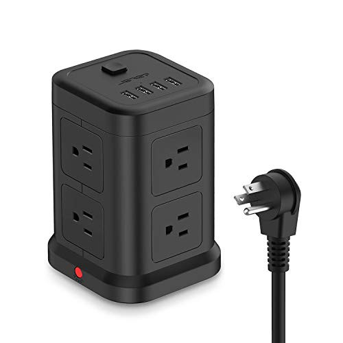 USB Power Strip Surge Protector Power Strip Tower JSVER Power Strip Flat Plug 13A 8 AC Outlets 4 USB 6.5ft Extension Cord Power Strip Surge Protector Flat Plug USB Charging Station for HomeOffice