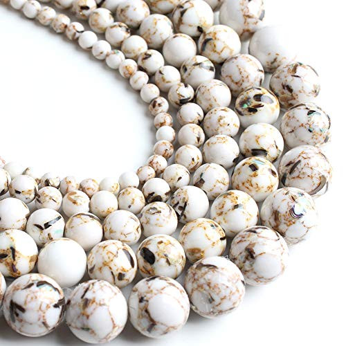 Yochus 6mm White Shell Turquoises Round Loose Beads Natural Stone Beads for Jewelry Making