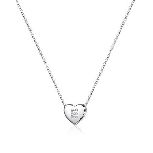 925 Sterling Silver Initial Necklace for Girls Dainty Letter E Initial Heart Necklace for Women Girls Valentines Mothers Day Girls Gifts Toddler Kids Jewelry Hypoallergenic Necklace for Teen Girls