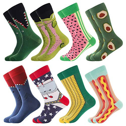 Mens Fun Dress Socks Crew Colorful Funky Fancy Novelty Funny Casual Patterned Socks for Men 8 Pairs-Tropical3 Mens Fun Dress Socks Crew Colorful Funky Fancy Novelty Funny Casual Patterned Socks for Men 8 Pairs-Tropical3