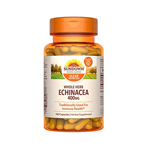 Sundown Echinacea Herbal Supplement 400mg Capsules for Immune Support Non-GMO Gluten-Free Dairy-Free 100 Count