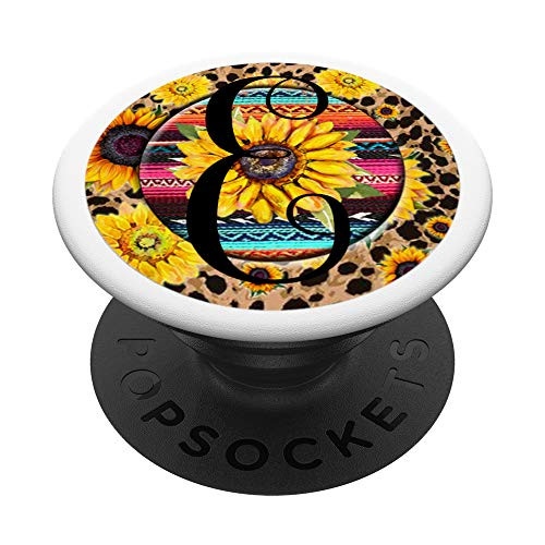 Sunflower Pop Letter E - Phone Case Stand Black E Monogram PopSockets PopGrip Swappable Grip for Phones  and  Tablets