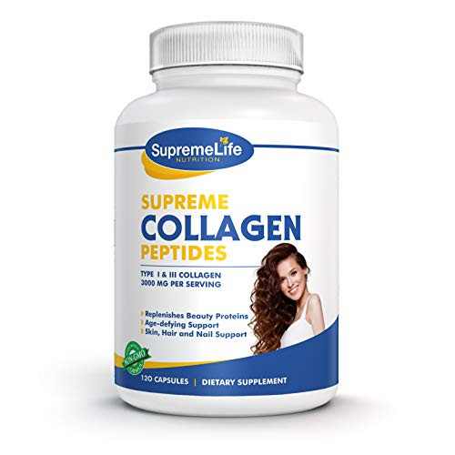 Bovine Hydrolized Multi Collagen Pills Type I III Hydrolyzed Collagen Peptides with Aloe Vera Hyaluronic Acid  plus  Vitamin C 120 Count