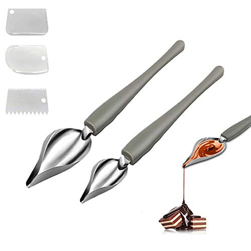 Culinary Spoons Drawing Decorating Spoon Set Saucier Drizzle Spoons Plating Decorating Pencil Spoon DIY Chocolate Spoon for Decorative Plates Cake Coffee S plus L plus  Scrapers