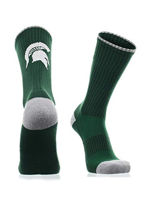 TCK Michigan State Spartans Socks Campus Legend Crew GreenGreyWhite Large TCK Michigan State Spartans Socks Campus Legend Crew GreenGreyWhite Large