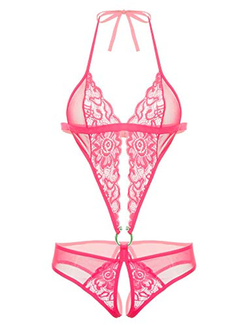 Avidlove Women Deep V Lingerie Lace Teddy One Piece Babydoll Mini Bodysuit Rose Red Avidlove Women Deep V Lingerie Lace Teddy One Piece Babydoll Mini Bodysuit Rose Red