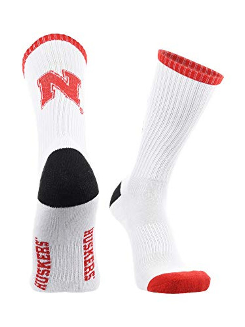 TCK Nebraska Cornhuskers Socks Basic Crew WhiteRedBlack Large TCK Nebraska Cornhuskers Socks Basic Crew WhiteRedBlack Large