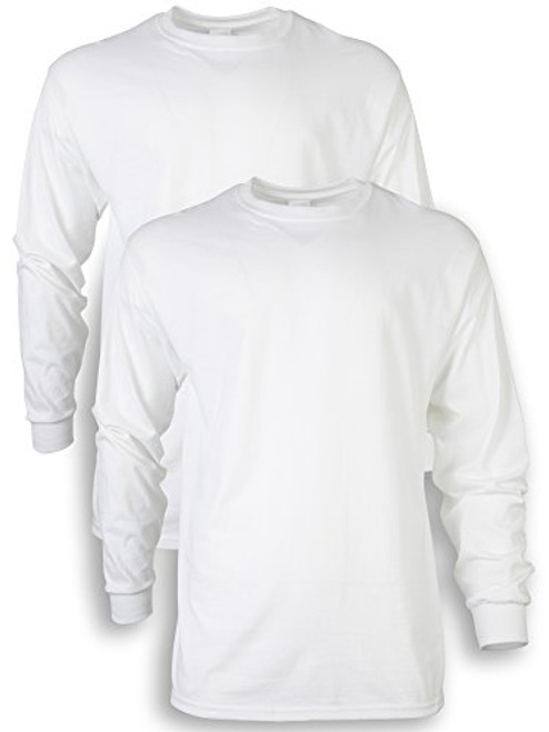 Gildan Mens Ultra Cotton Long Sleeve T-Shirt Style G2400 2-Pack White 3X-Large