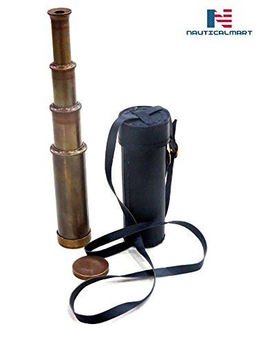 14" Antique Pirate Navigation Telescope with leather case By Nauticalmart