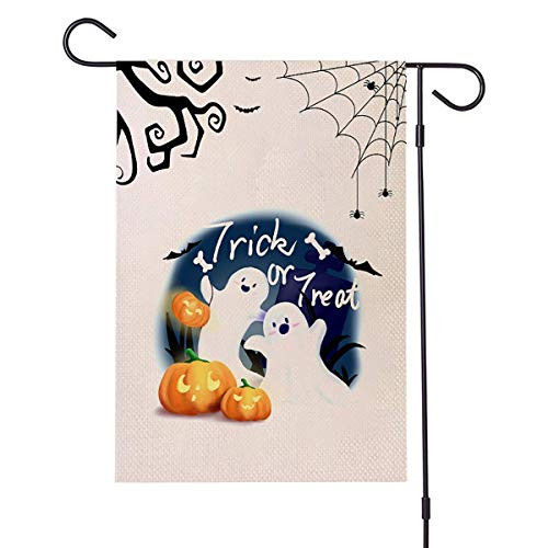 YIRUN Halloween Garden Flag Double Sided Halloween FlagHalloween Garden Yard Outdoor Decorations?pooky Pumpkin Bat Castle Burlap House Garden Yard Flag 12.5 x 18 Inch Halloween Flag -C