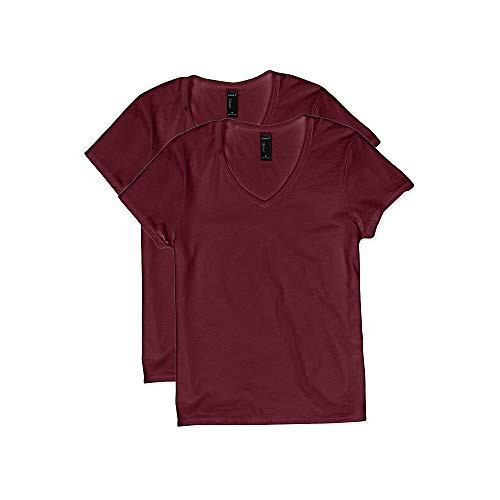 Hanes Womens Short Sleeve V-Neck t-Shirt Maroon Large