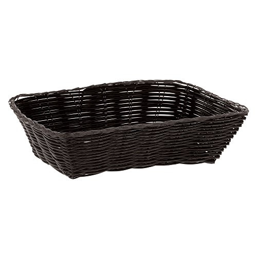 HUBERT Bread Basket Rectangular Black Woven Plastic - 9 34inchL x 6 34inchW x 2 34inchH