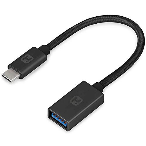 iHome USB-C to USB-A Adapter 6 Nylon Braided Type C Male to Type A Female Charge  and  Sync Connector Connects USB-A Devices with Apple MacBook Pro  and  Other USB-C Enabled Devices- Space Grey