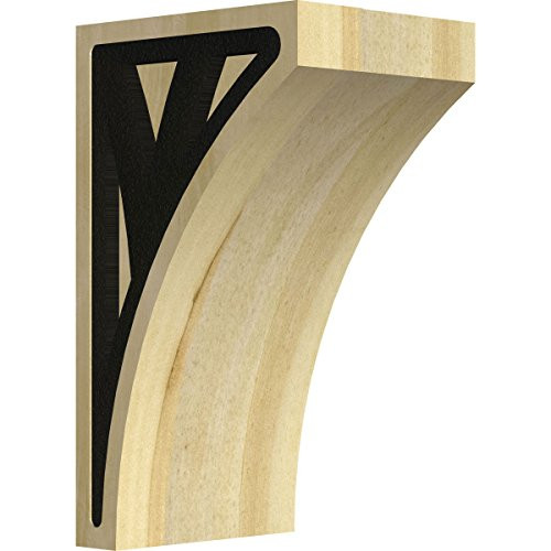 Ekena Millwork CORW03X03X06LWCEBLRW 3inchW x 3 12inchD x 6inchH Small Lawson Wood Corbel with IronCraft Celtic Inlay Rubberwood 3inch W x 3 x