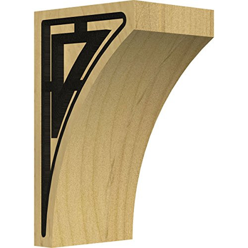 Ekena Millwork CORW03X03X06LWTRBLAL 3inchW x 3 12inchD x 6inchH Small Lawson Wood Corbel with IronCraft Traditional Inlay Alder 3inch W x 3 x