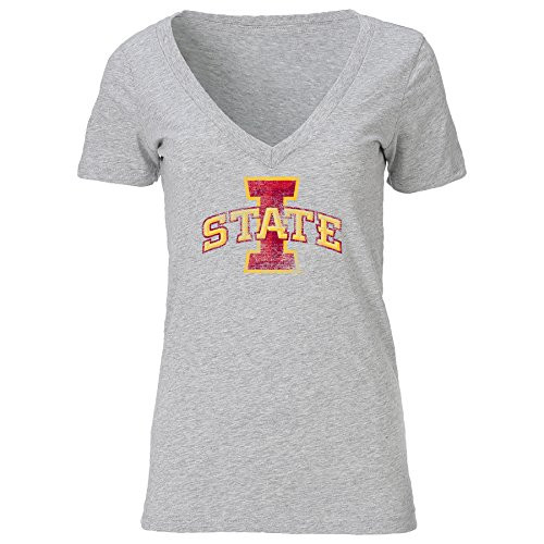 NCAA Iowa State Cyclones W Deep V Short Sleeve Tee Small Heather Grey NCAA Iowa State Cyclones W Deep V Short Sleeve Tee Small Heather Grey