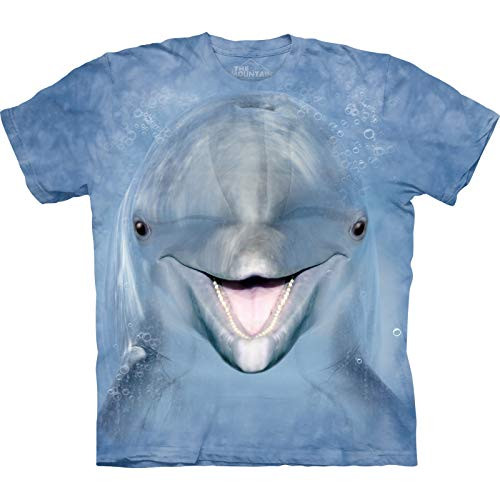 The Mountain Dolphin Face Adult T-Shirt Blue Medium The Mountain Dolphin Face Adult T-Shirt Blue Medium