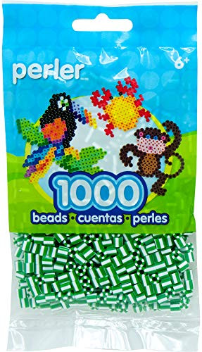 Perler Beads Fuse Beads for Crafts 1000pcs Striped Green and White