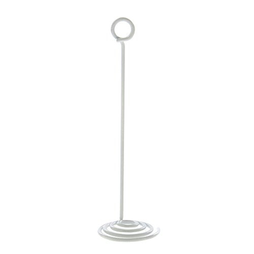 HUBERT Countertop Sign Holder with Spiral Base White Metal - 7inchH