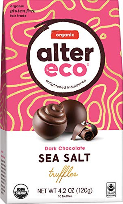 Alter Eco  Deep Dark Sea Salt Truffles  58 percent Pure Dark Cocoa Organic Dark Chocolate Truffles 10 Truffle Bag