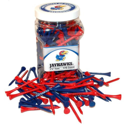 Team Golf NCAA Kansas Jayhawks 2-34inch Golf Tees 175 Pack Regulation Size Multi Team Colors