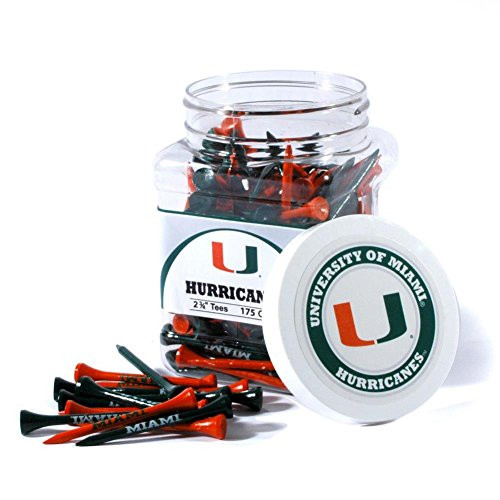 Team Golf NCAA Miami Hurricanes 2-34inch Golf Tees 175 Pack Regulation Size Multi Team Colors