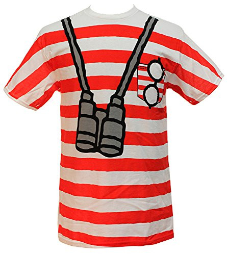 Wheres Waldo Mens Costume I am Waldo Sublimation Print T-Shirt Small White